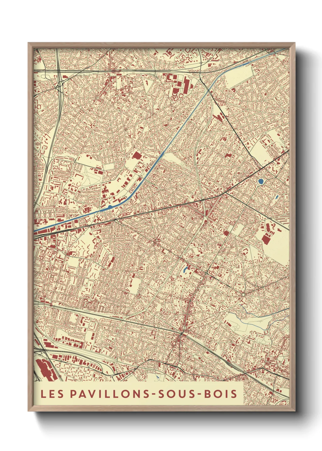 Une affiche de carte sur Les Pavillons-sous-Bois