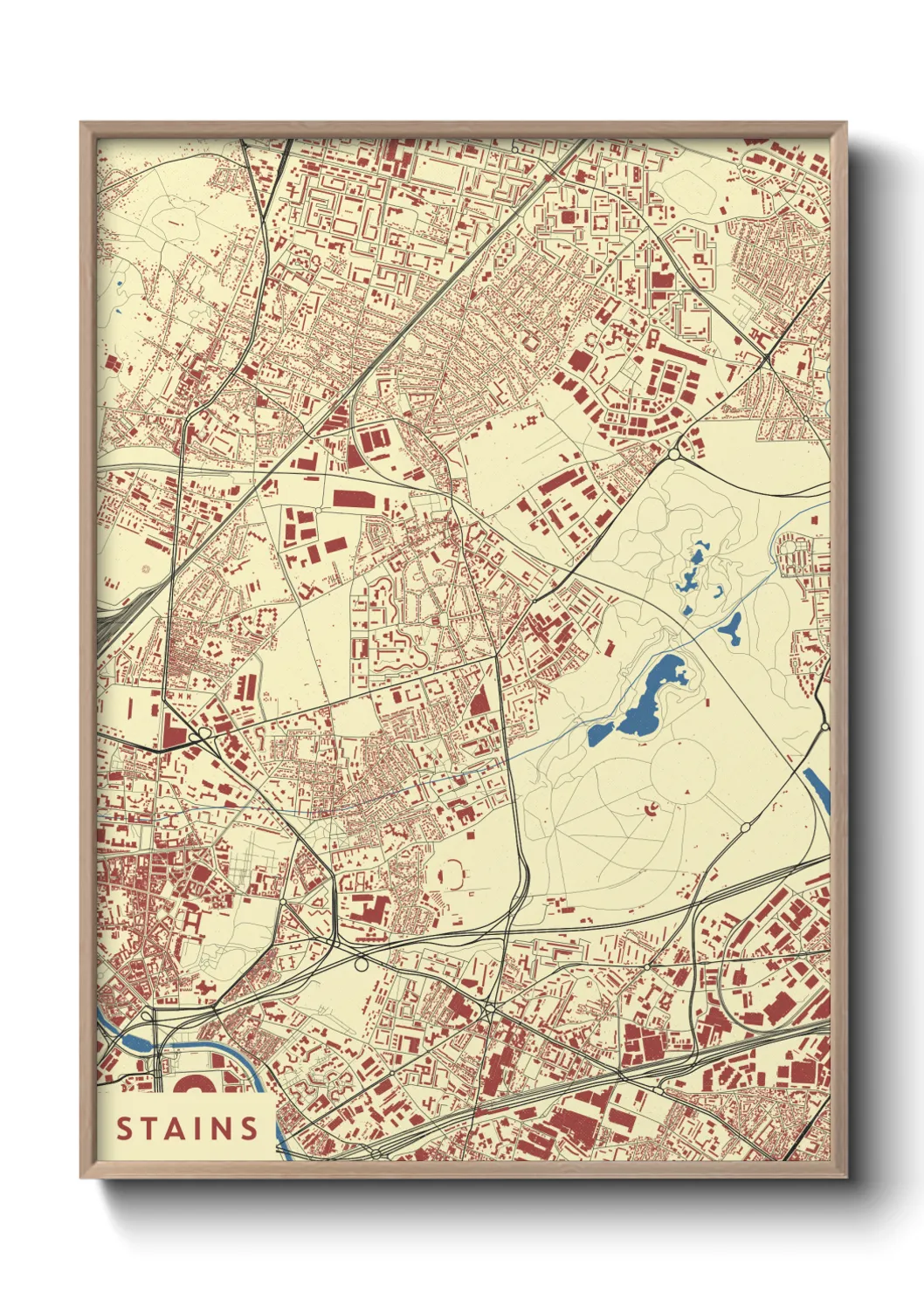 Une affiche de carte sur Stains