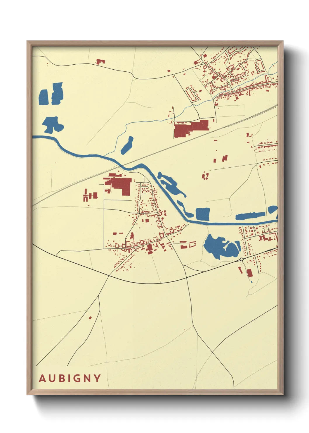 Une affiche de carte sur Aubigny