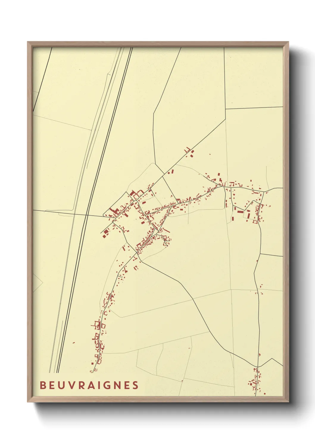 Une affiche de carte sur Beuvraignes