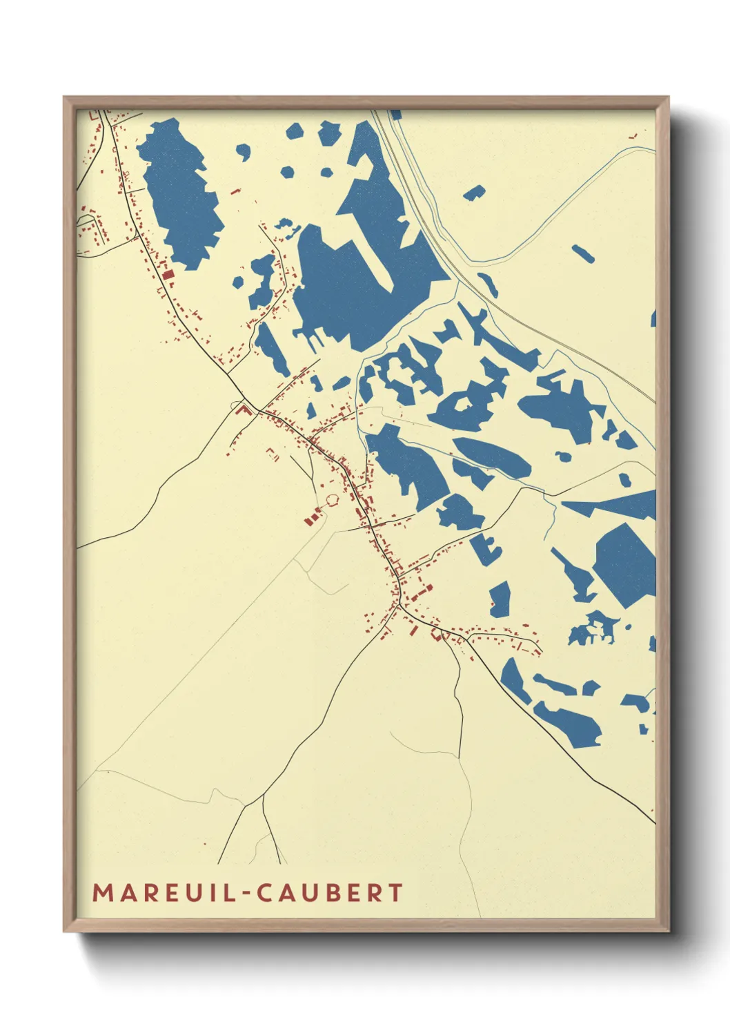 Une affiche de carte sur Mareuil-Caubert