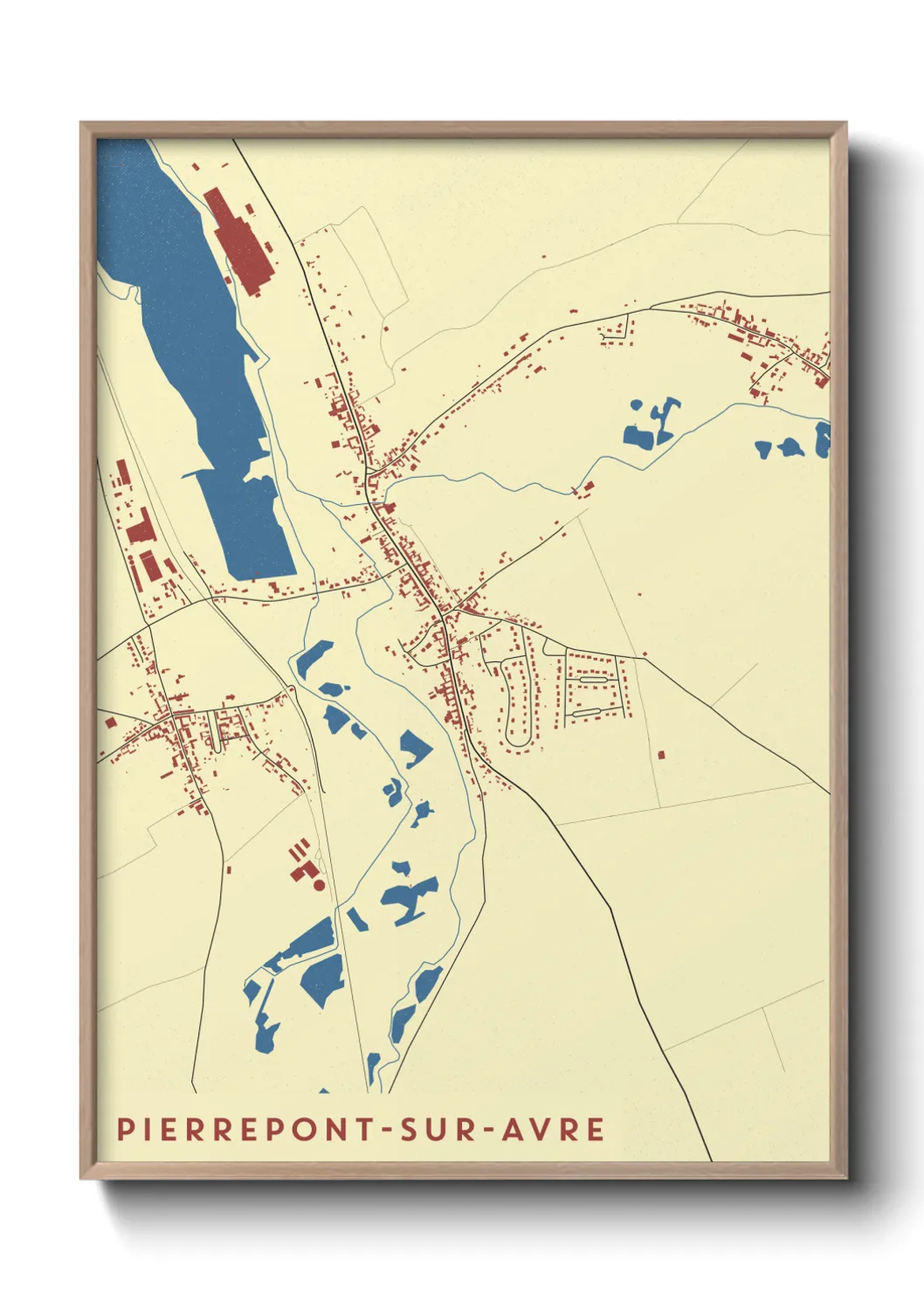 Une affiche de carte sur Pierrepont-sur-Avre