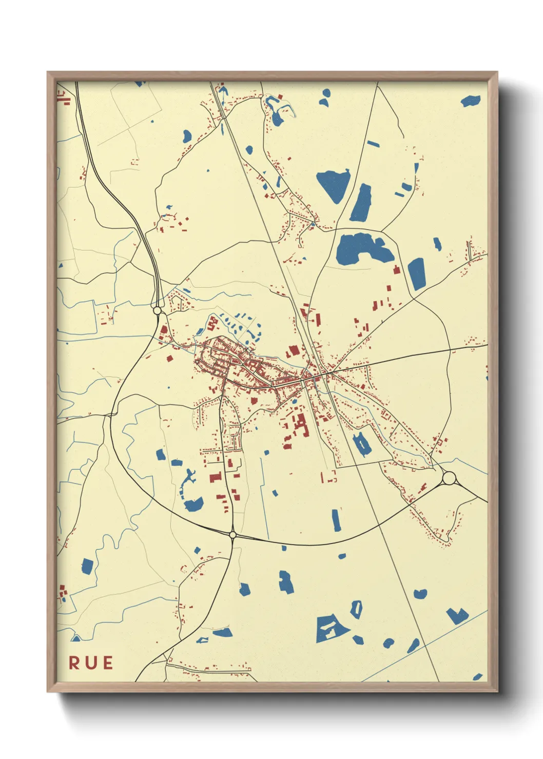 Une affiche de carte sur Rue