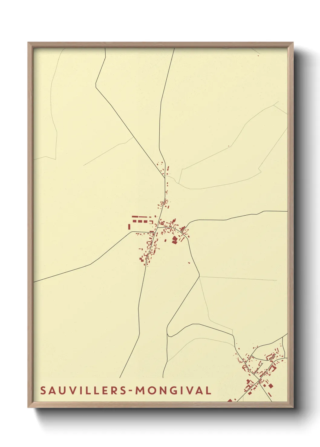 Une affiche de carte sur Sauvillers-Mongival