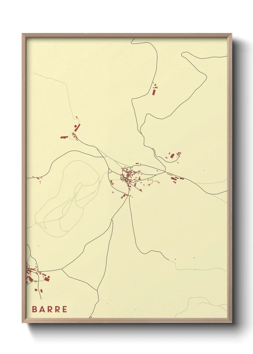 Une affiche de carte sur Barre