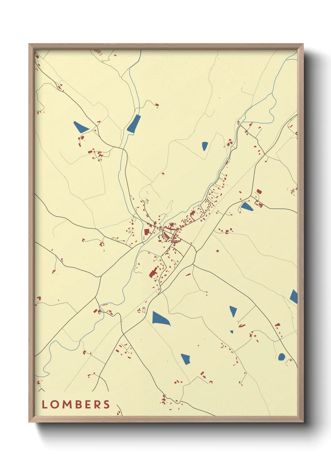 Une affiche de carte sur Lombers