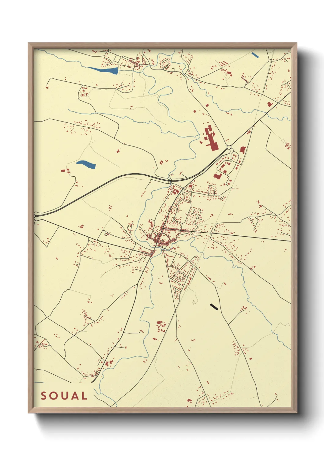 Une affiche de carte sur Soual
