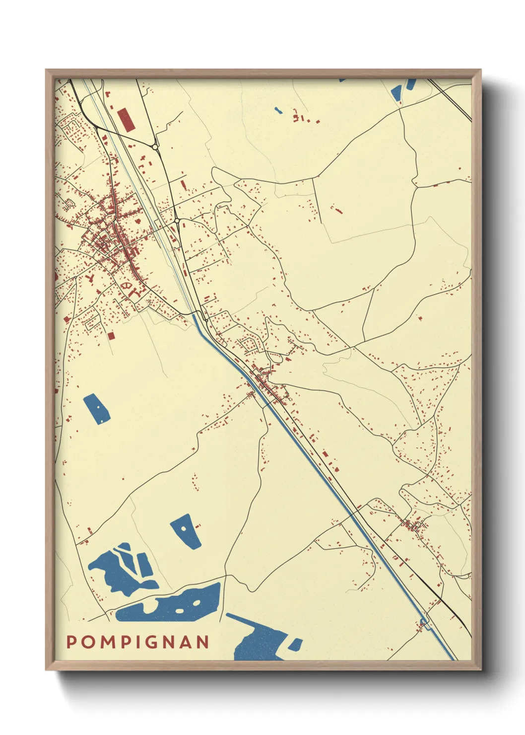 Une affiche de carte sur Pompignan