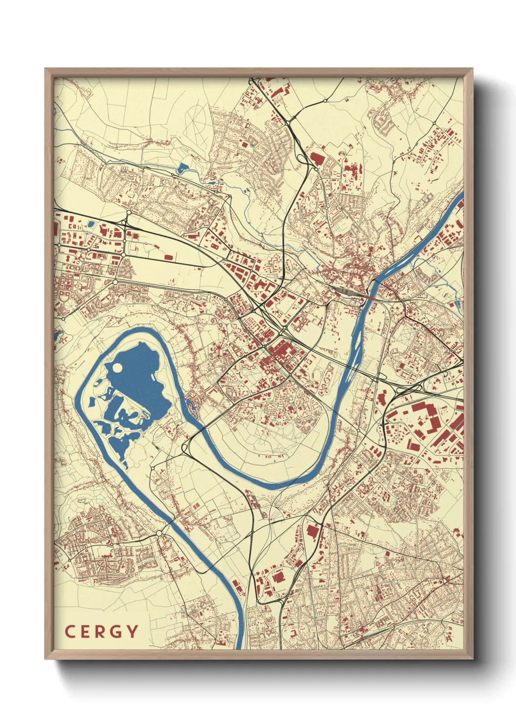 Une affiche de carte sur Cergy