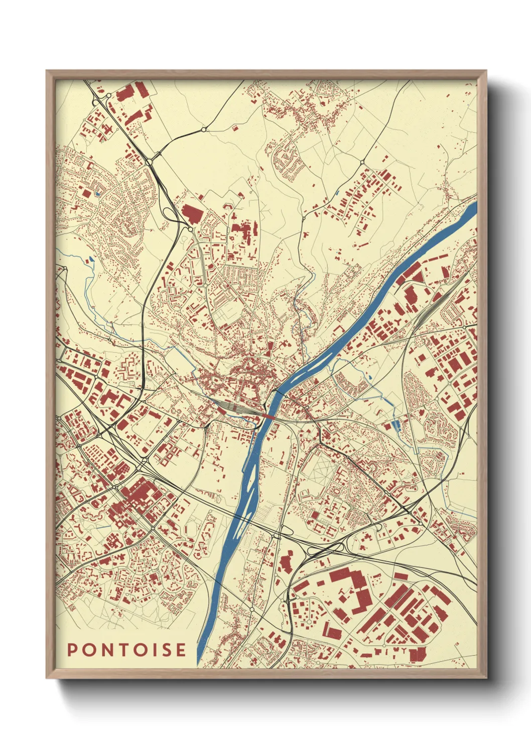 Une affiche de carte sur Pontoise