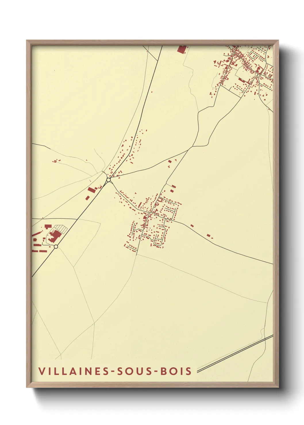 Une affiche de carte sur Villaines-sous-Bois