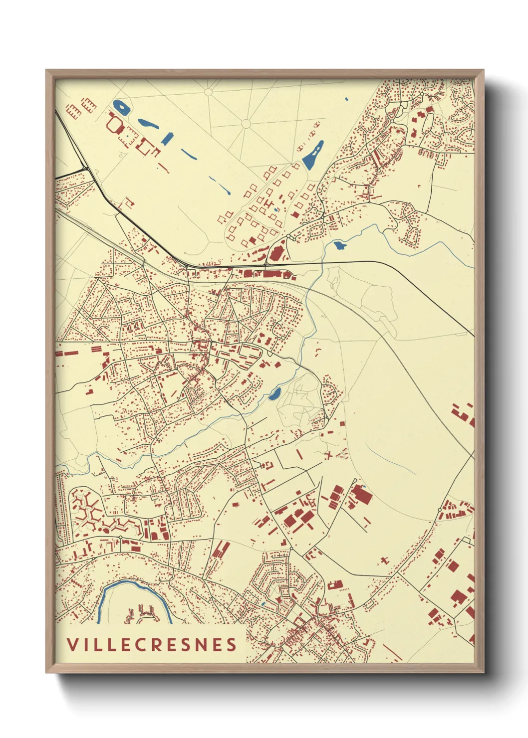 Une affiche de carte sur Villecresnes