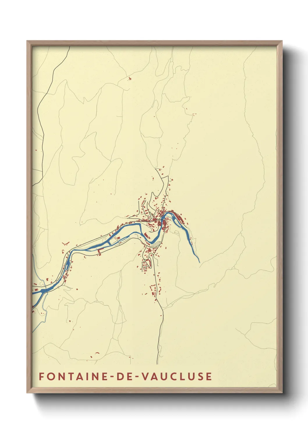 Une affiche de carte sur Fontaine-de-Vaucluse