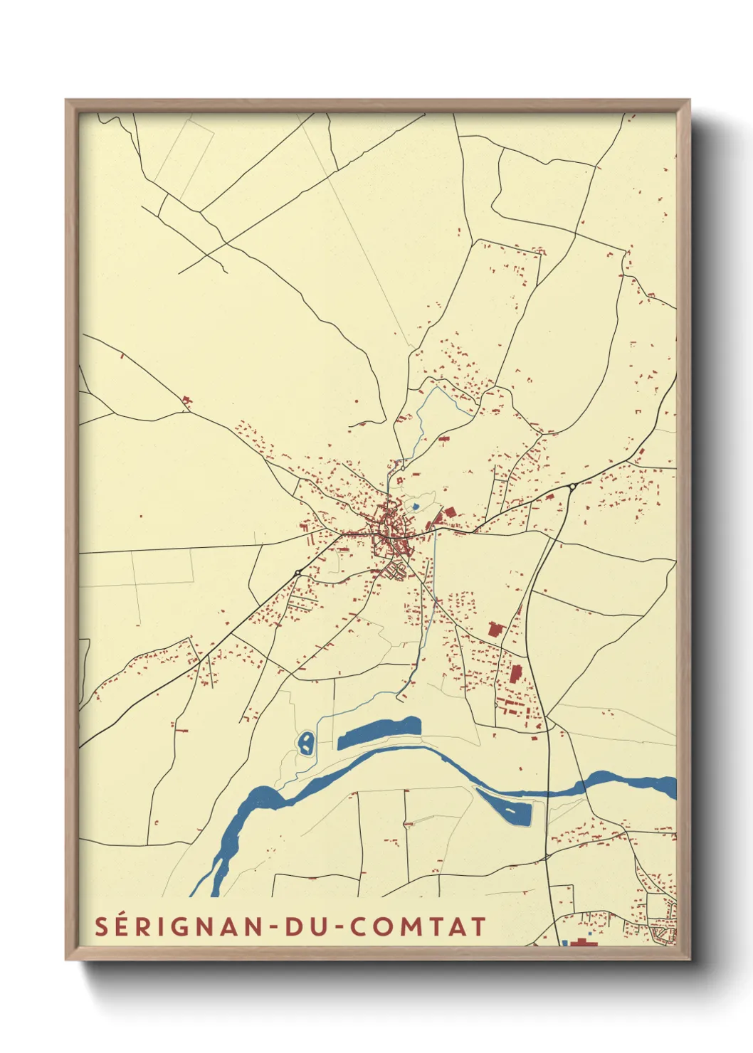 Une affiche de carte sur Sérignan-du-Comtat