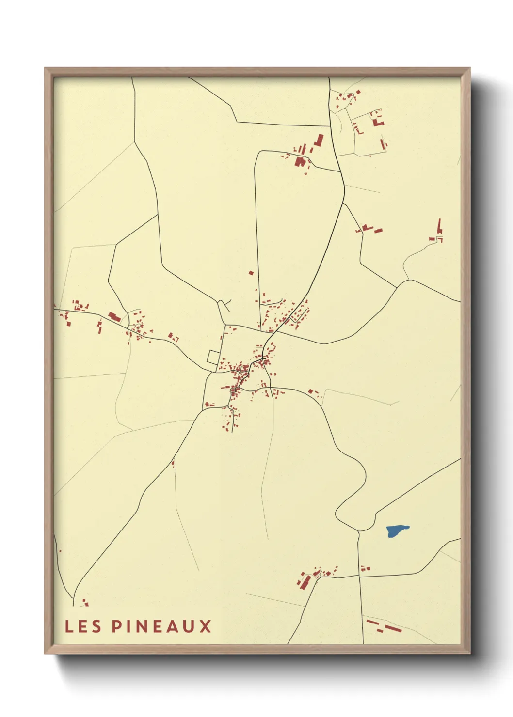 Une affiche de carte sur Les Pineaux
