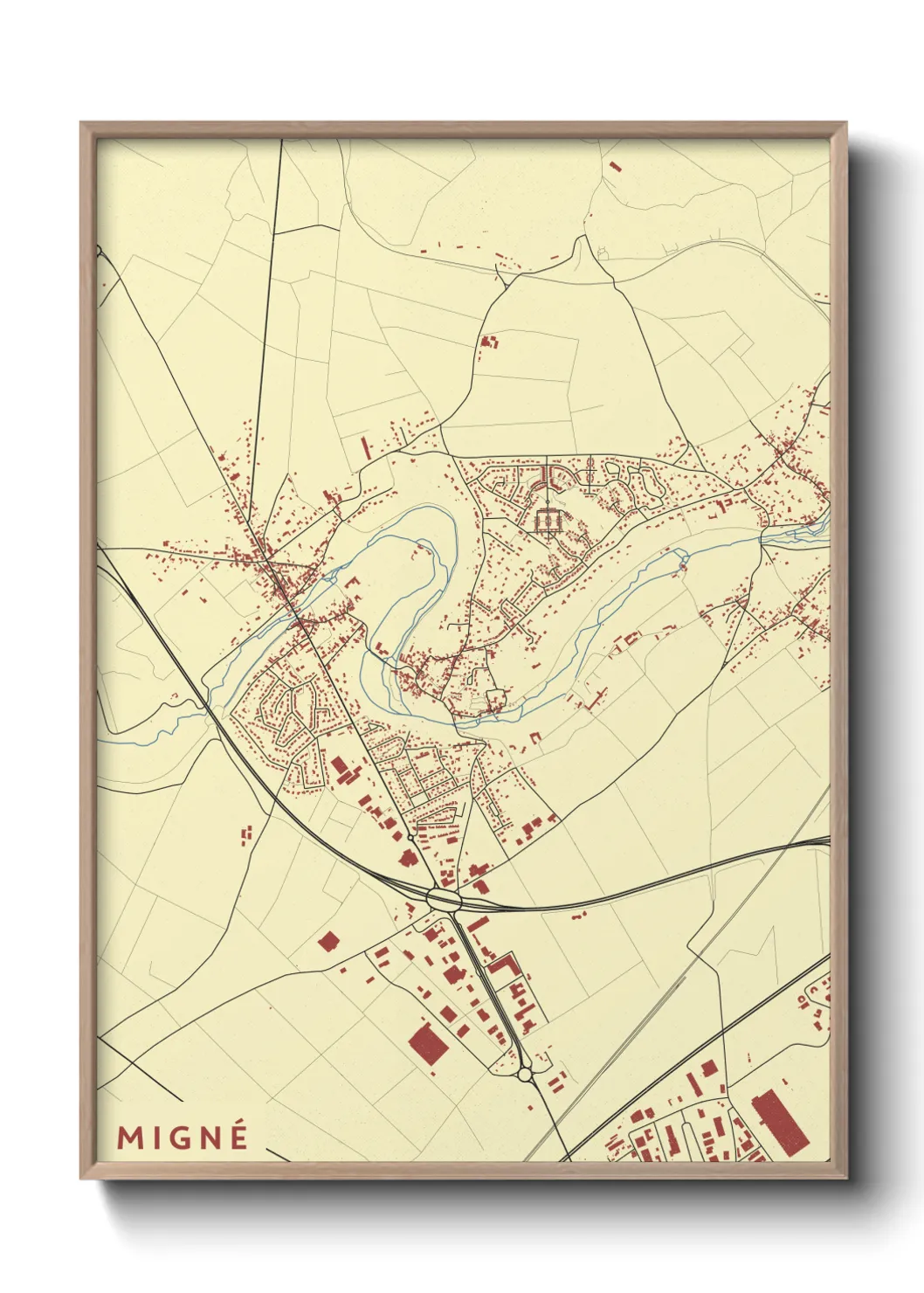 Une affiche de carte sur Migné