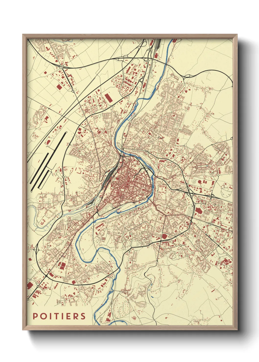 Une affiche de carte sur Poitiers
