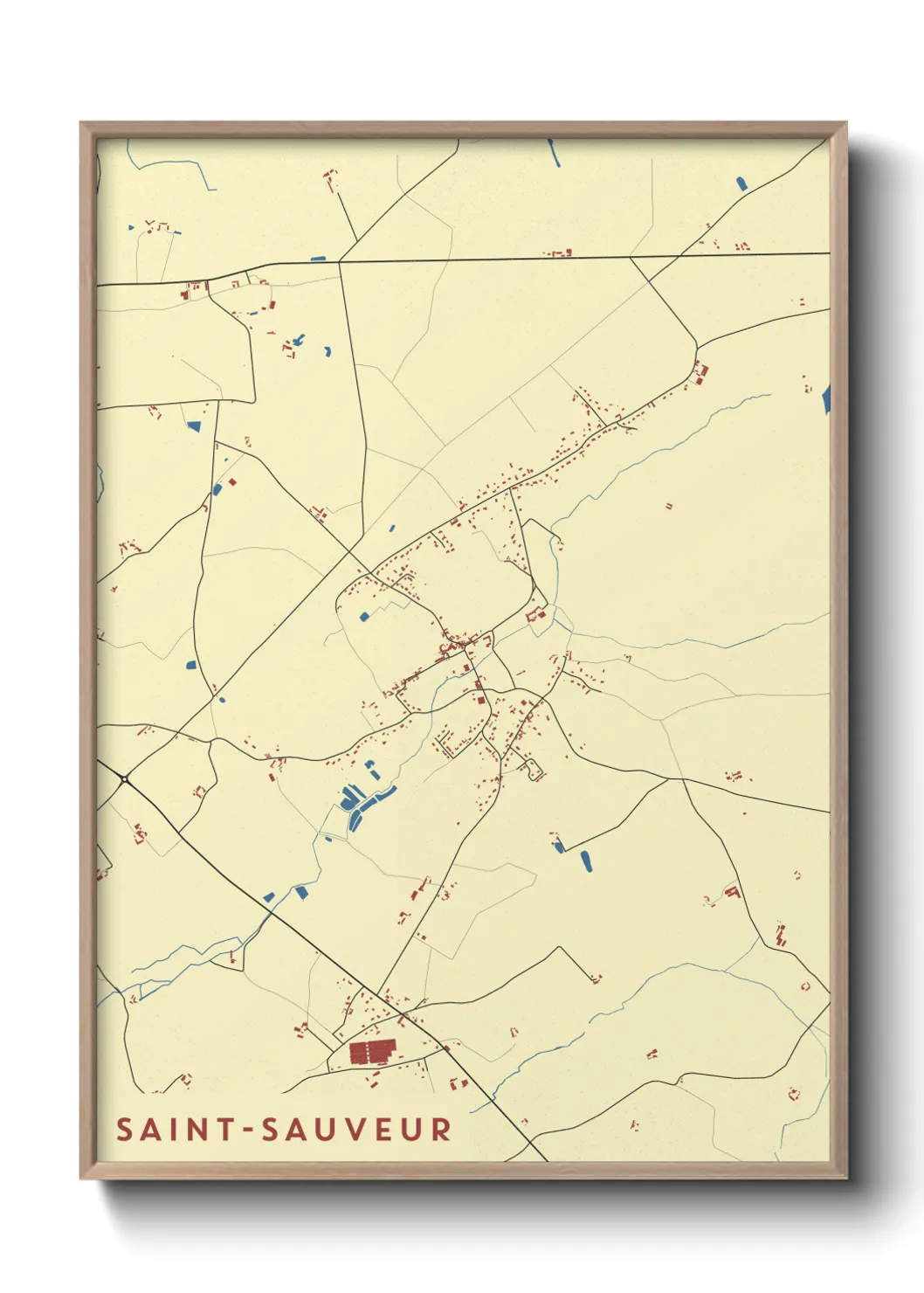 Une affiche de carte sur Saint-Sauveur