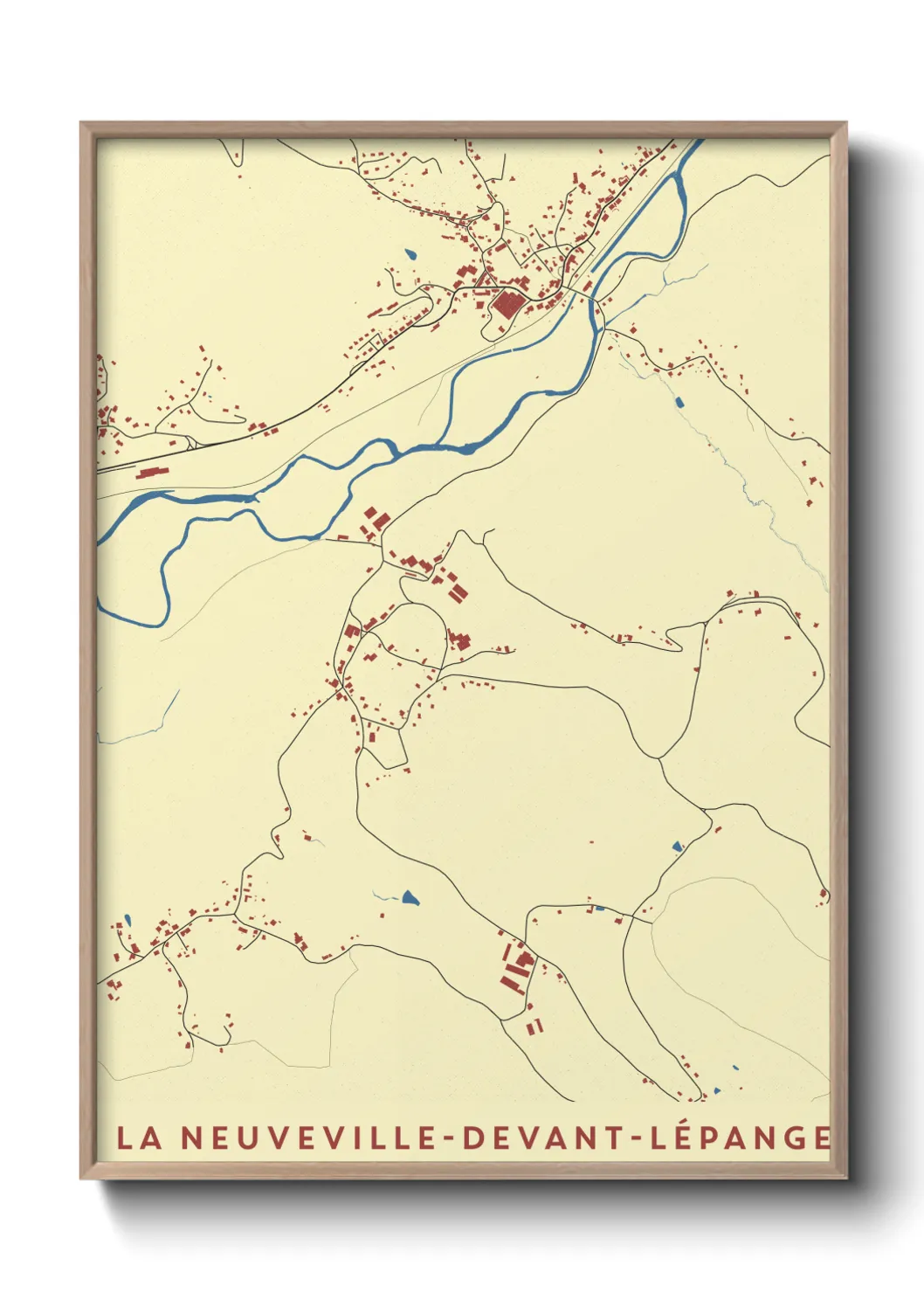 Une affiche de carte sur La Neuveville-devant-Lépanges