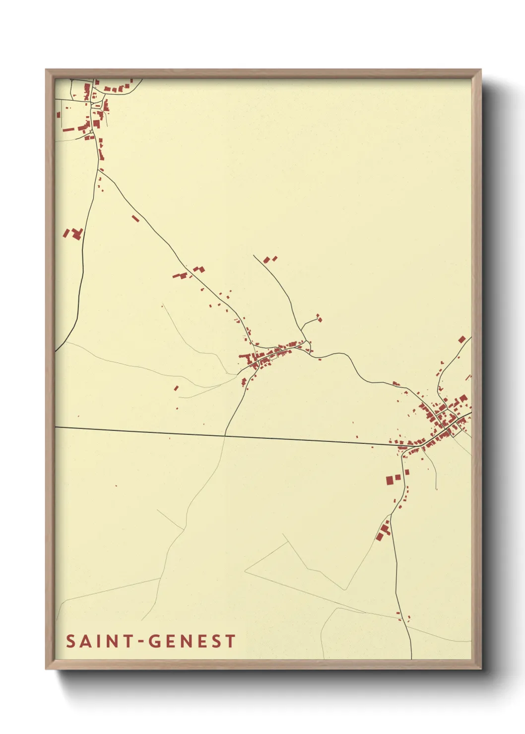 Une affiche de carte sur Saint-Genest