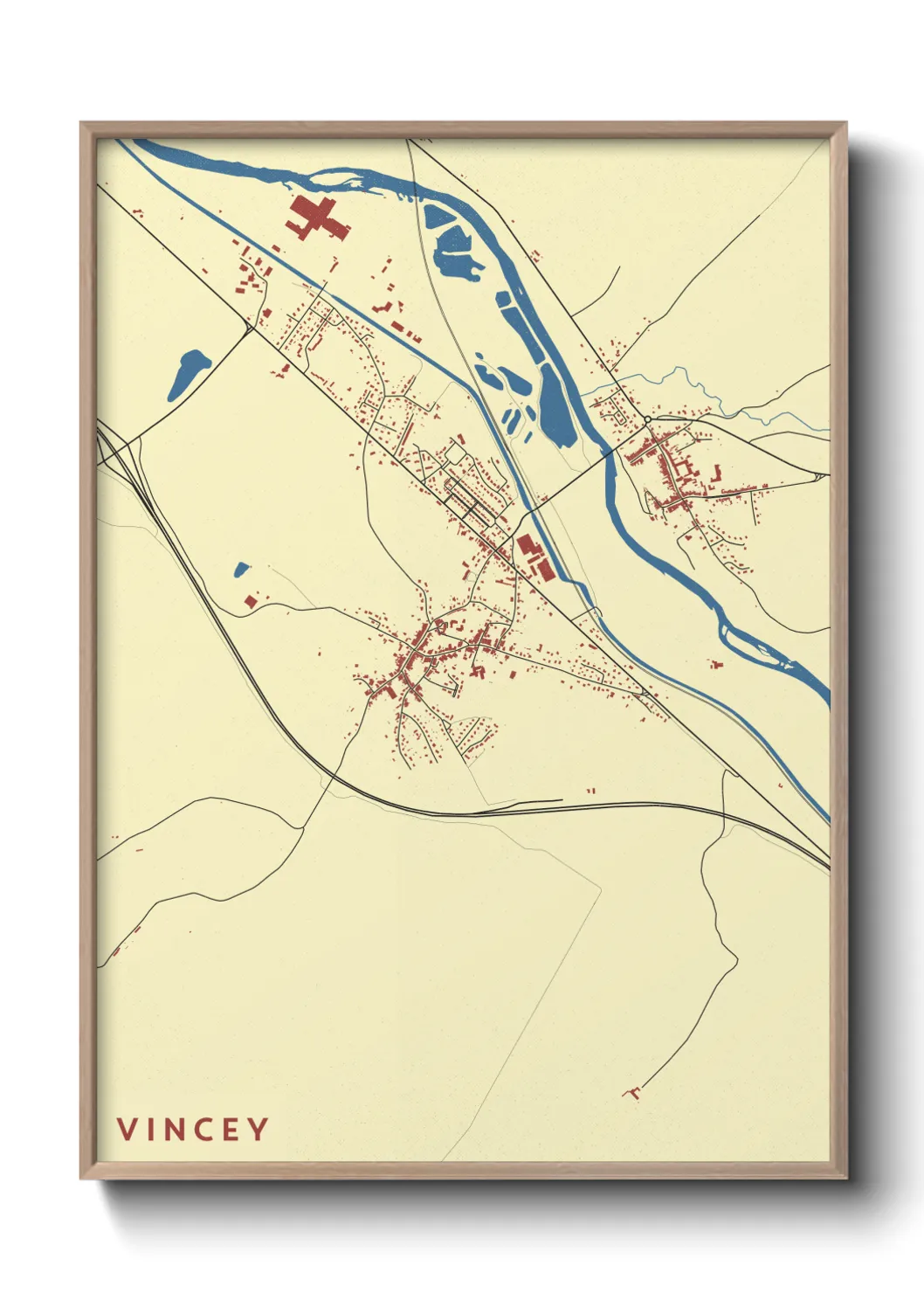 Une affiche de carte sur Vincey
