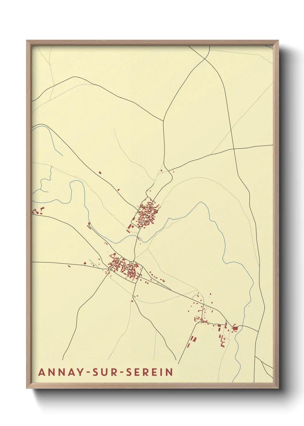 Une affiche de carte sur Annay-sur-Serein