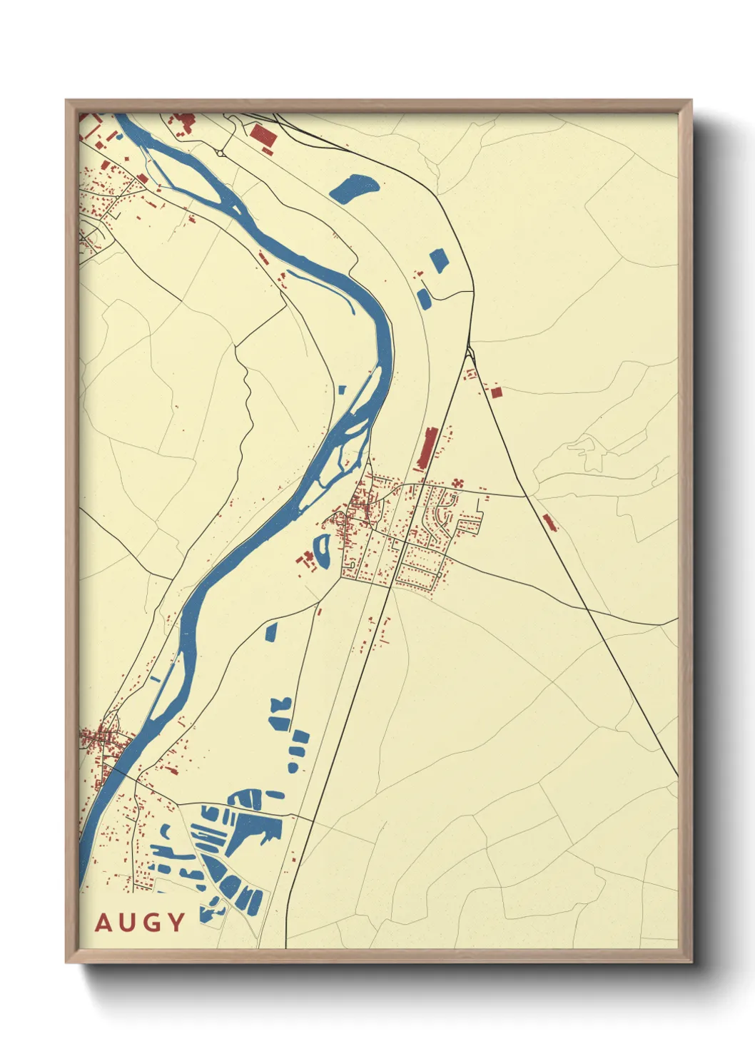 Une affiche de carte sur Augy