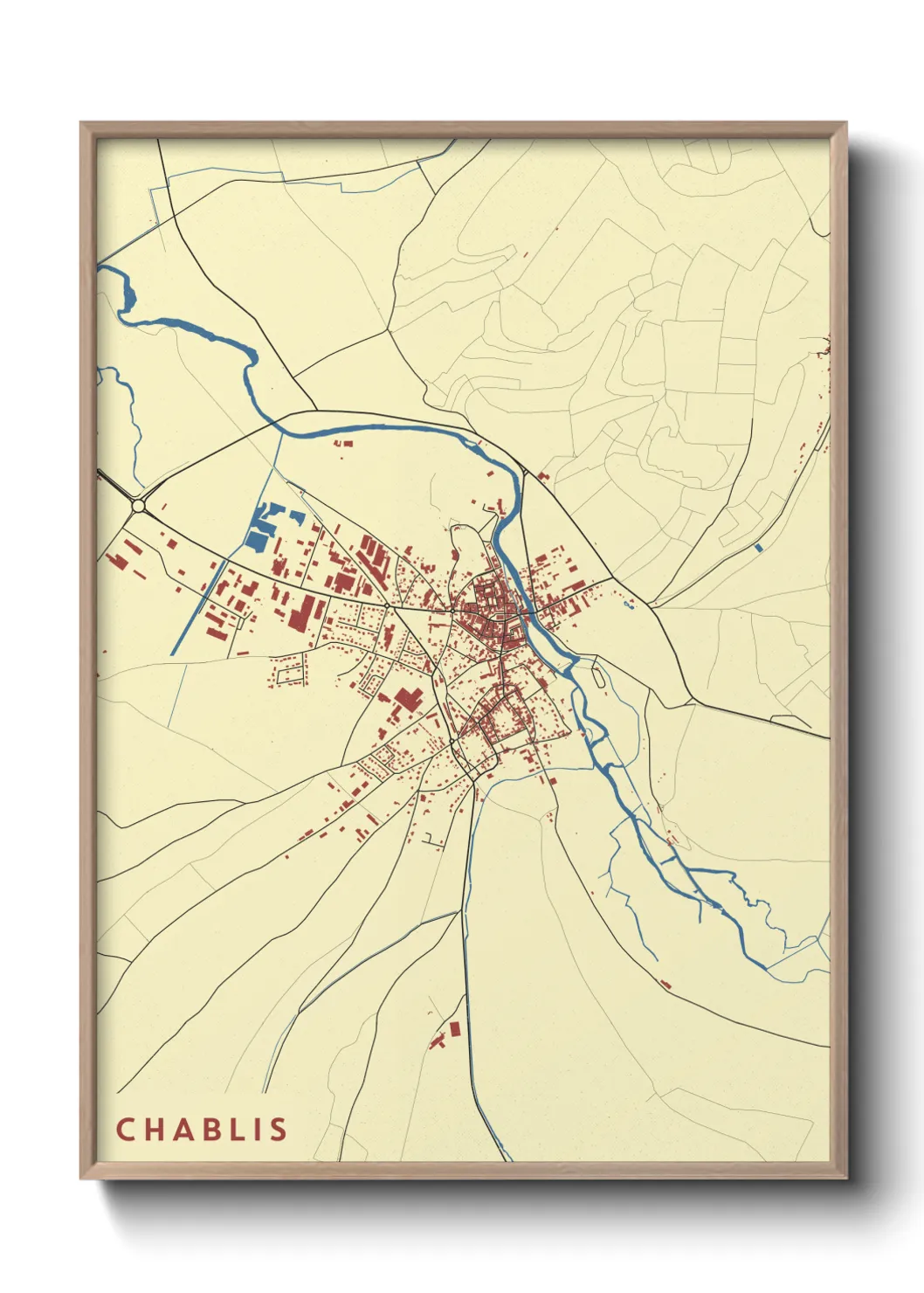 Une affiche de carte sur Chablis