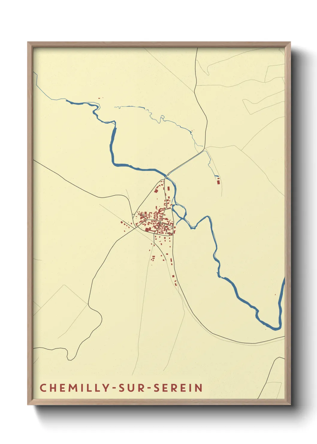 Une affiche de carte sur Chemilly-sur-Serein