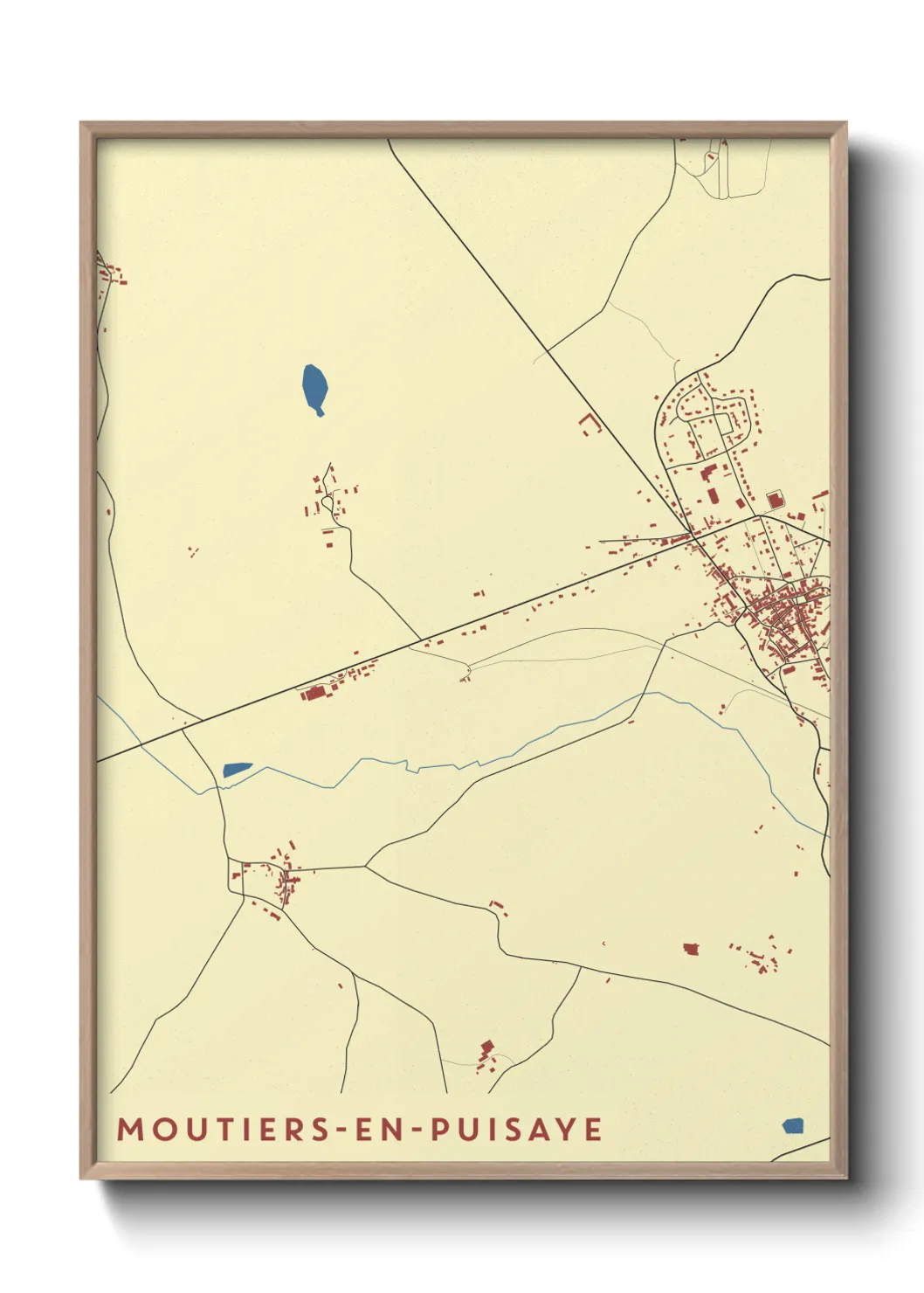Une affiche de carte sur Moutiers-en-Puisaye