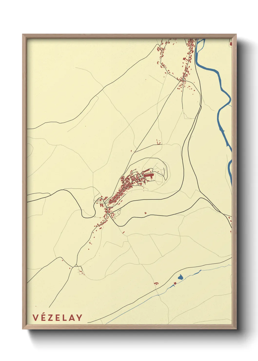 Une affiche de carte sur Vézelay