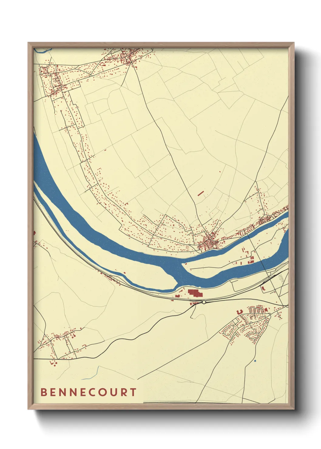Une affiche de carte sur Bennecourt