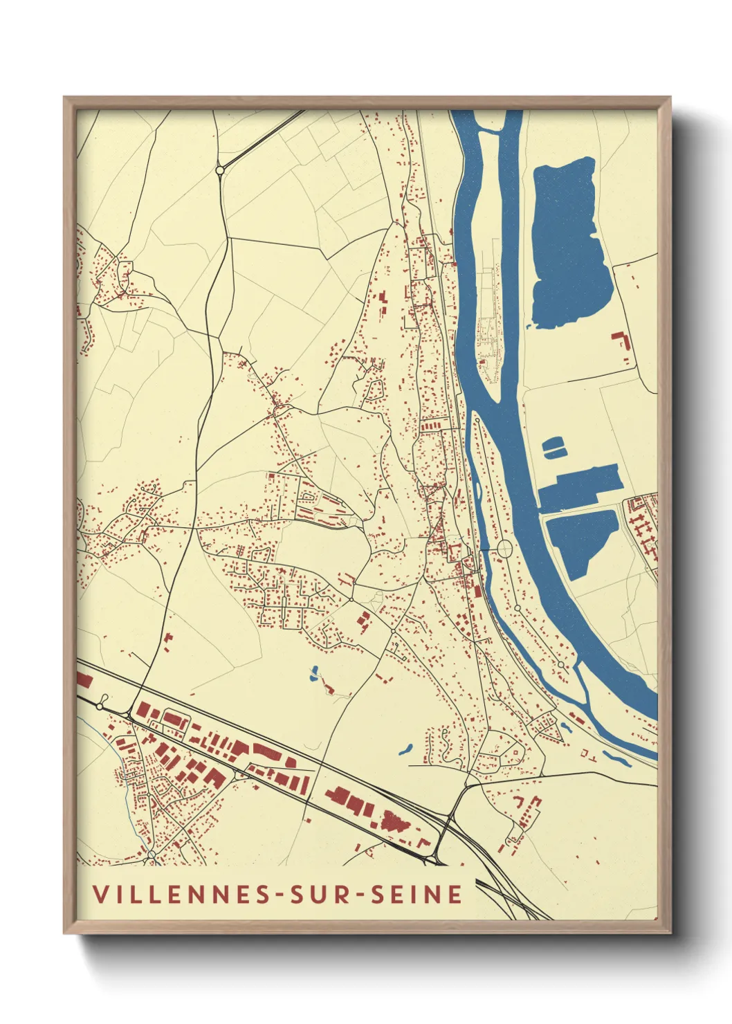 Une affiche de carte sur Villennes-sur-Seine