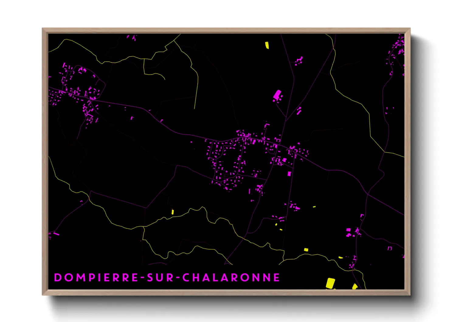 Une affiche de carte sur Dompierre-sur-Chalaronne