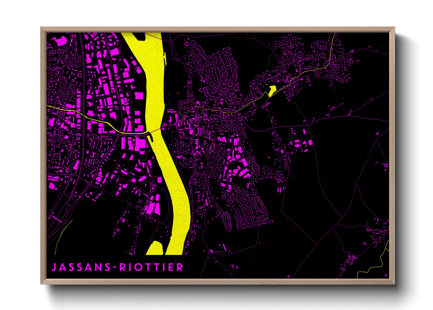 Une affiche de carte sur Jassans-Riottier