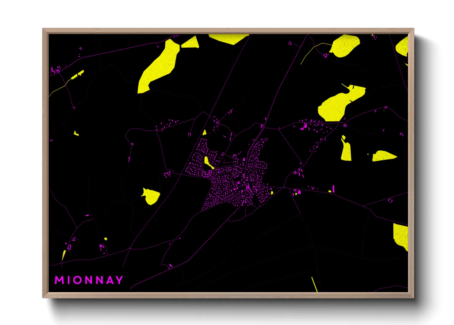 Une affiche de carte sur Mionnay