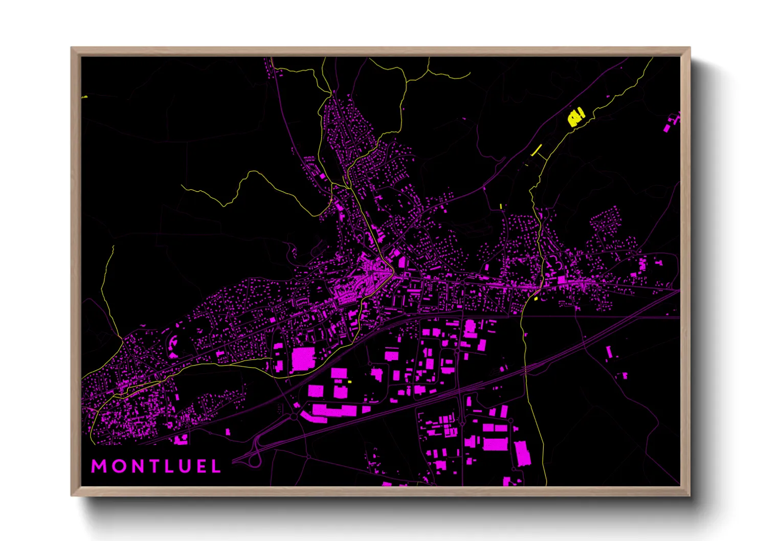 Une affiche de carte sur Montluel