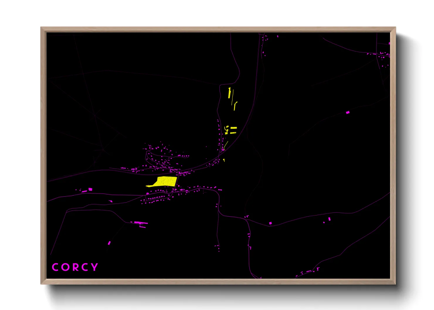 Une affiche de carte sur Corcy