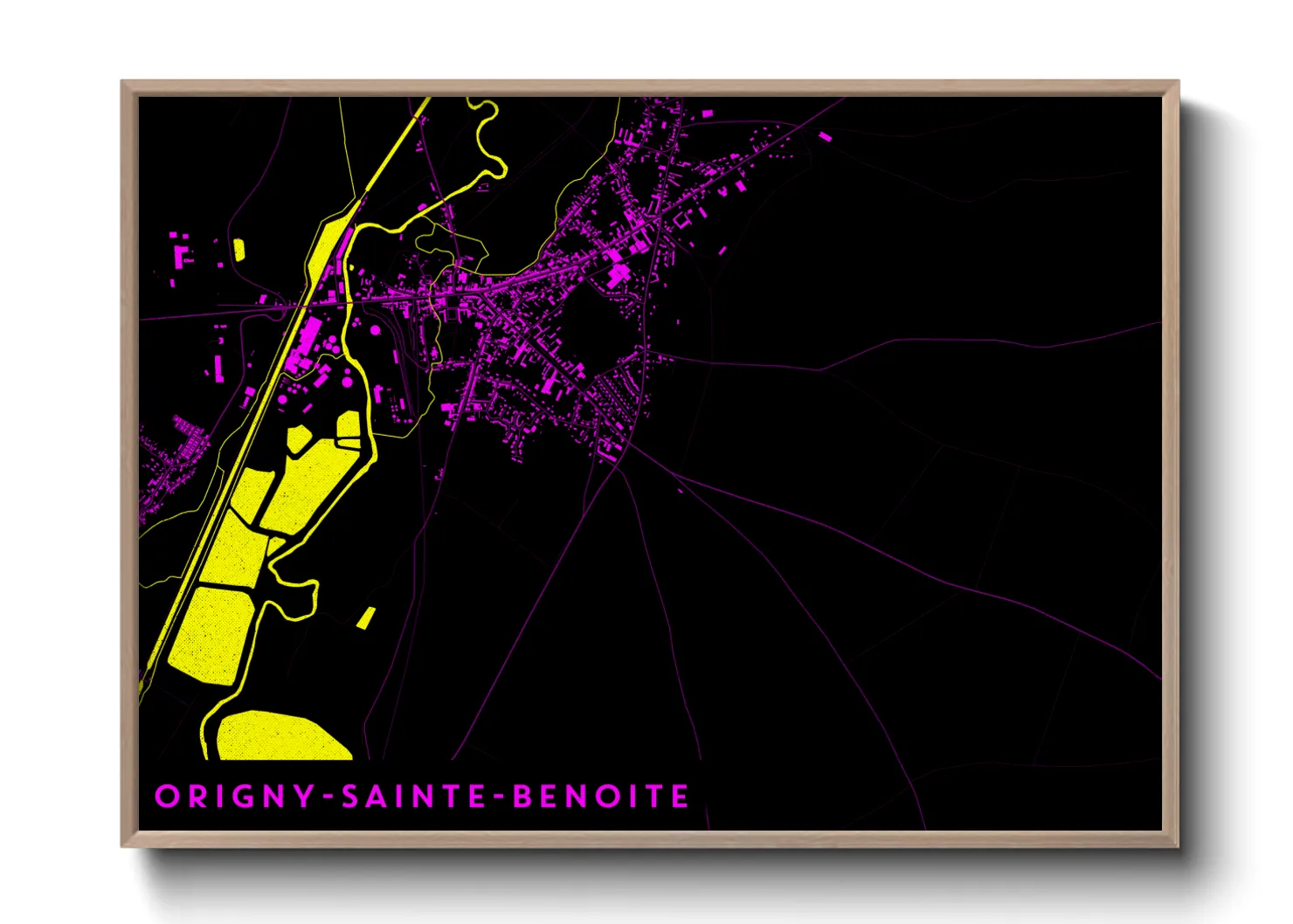 Une affiche de carte sur Origny-Sainte-Benoite