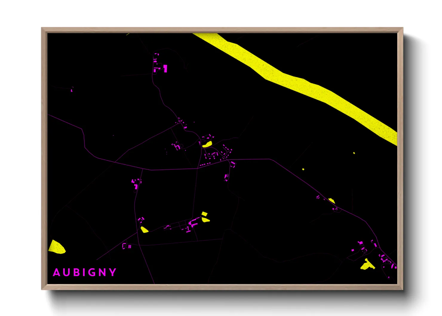 Une affiche de carte sur Aubigny