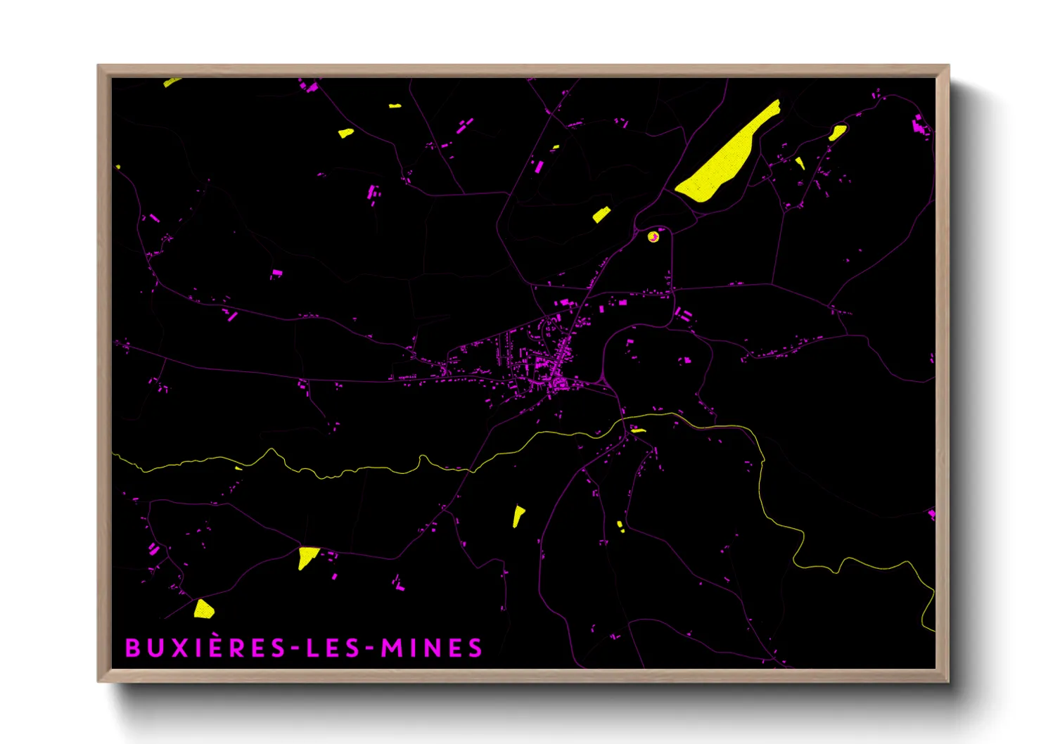 Une affiche de carte sur Buxières-les-Mines