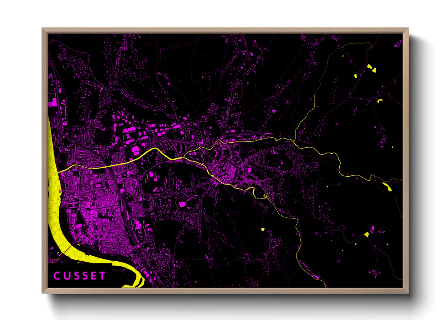 Une affiche de carte sur Cusset