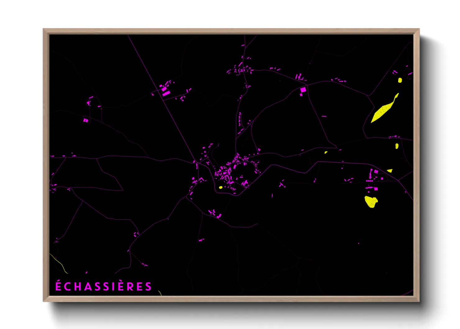 Une affiche de carte sur Échassières