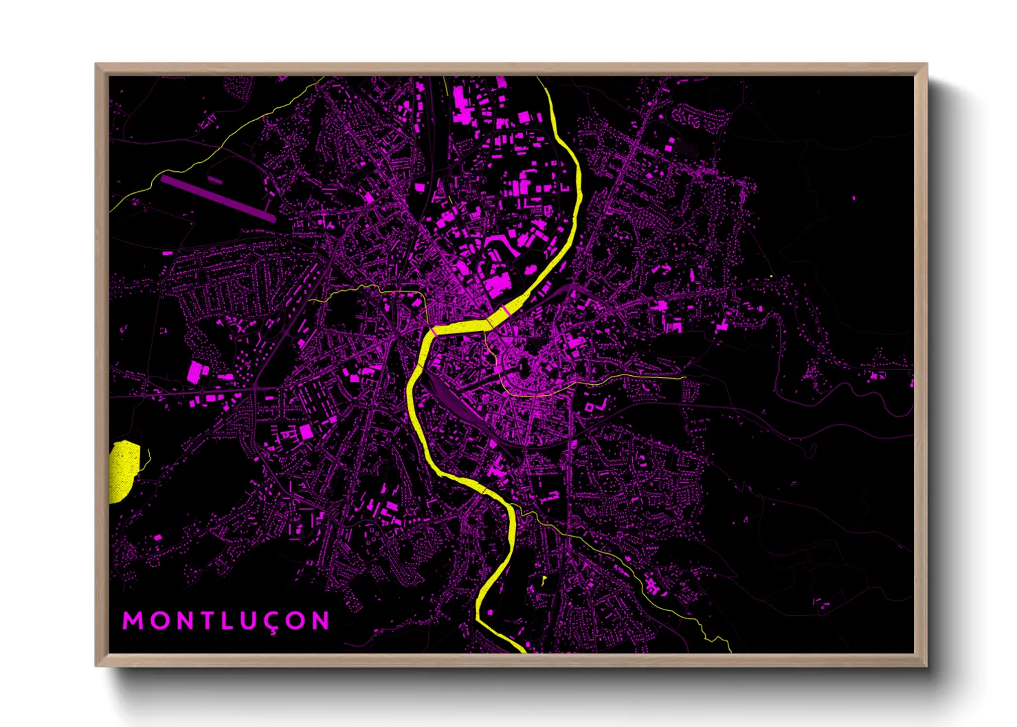 Une affiche de carte sur Montluçon