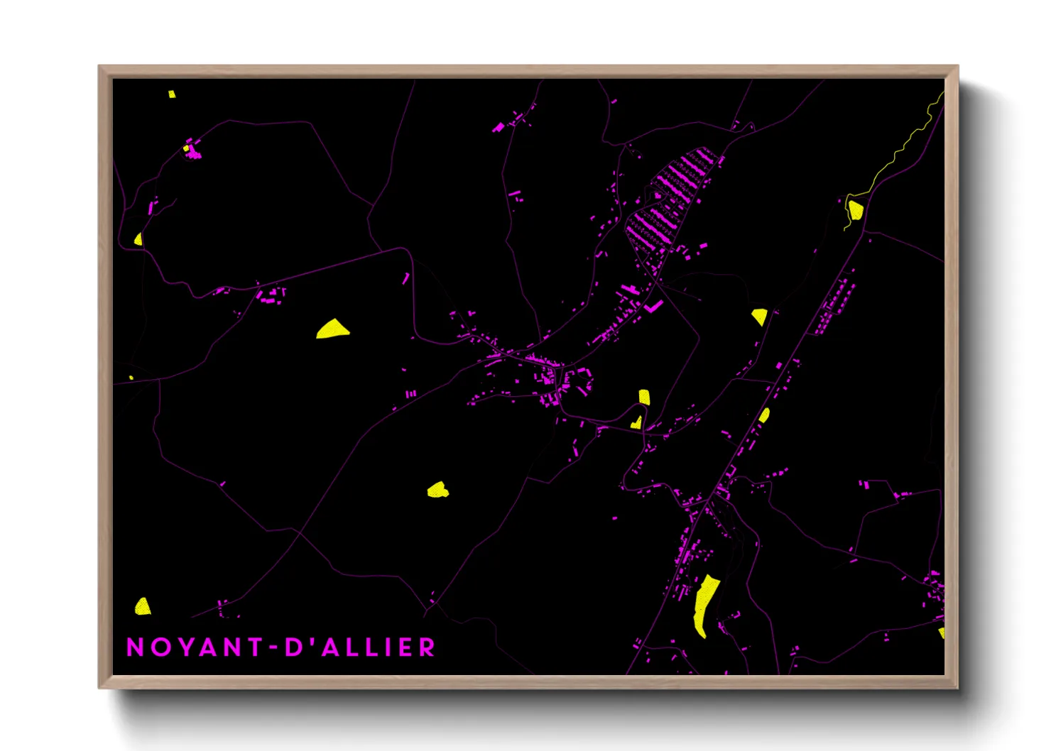Une affiche de carte sur Noyant-d'Allier