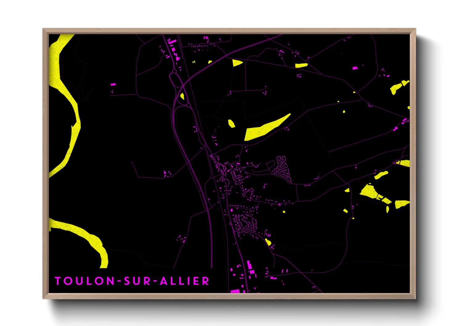 Une affiche de carte sur Toulon-sur-Allier