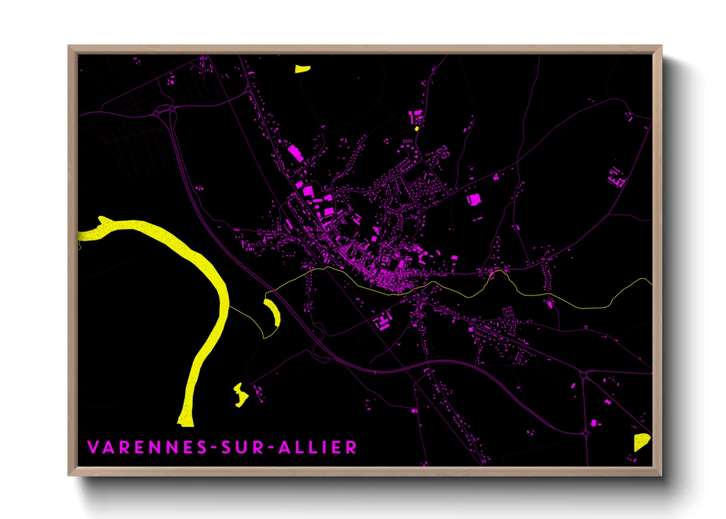 Une affiche de carte sur Varennes-sur-Allier