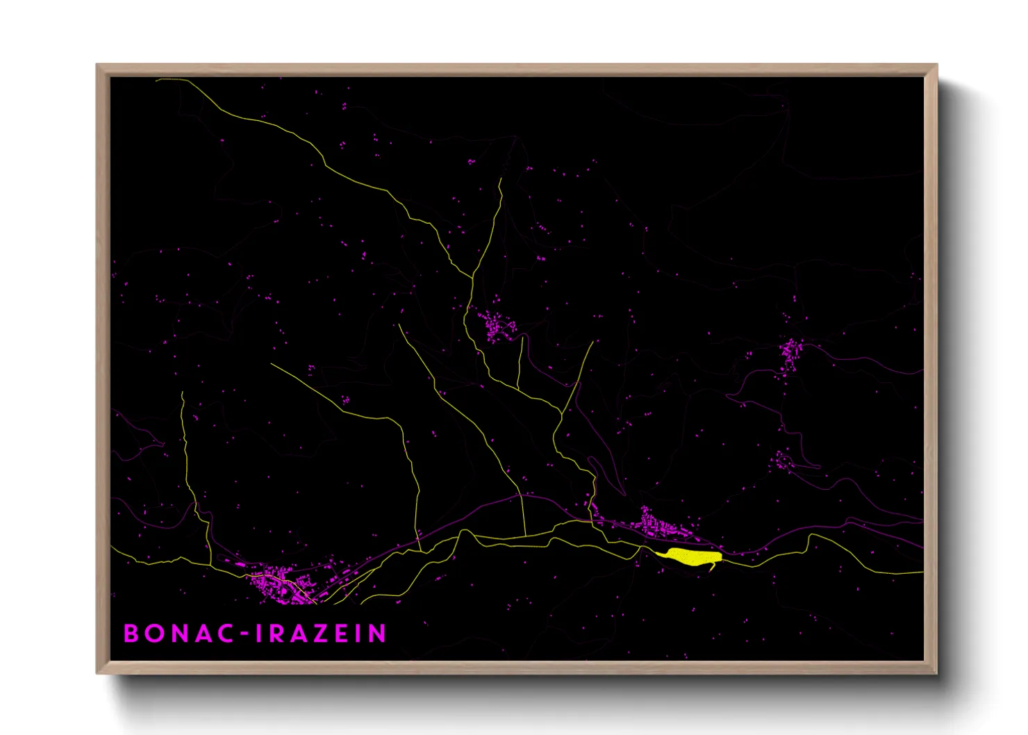 Une affiche de carte sur Bonac-Irazein