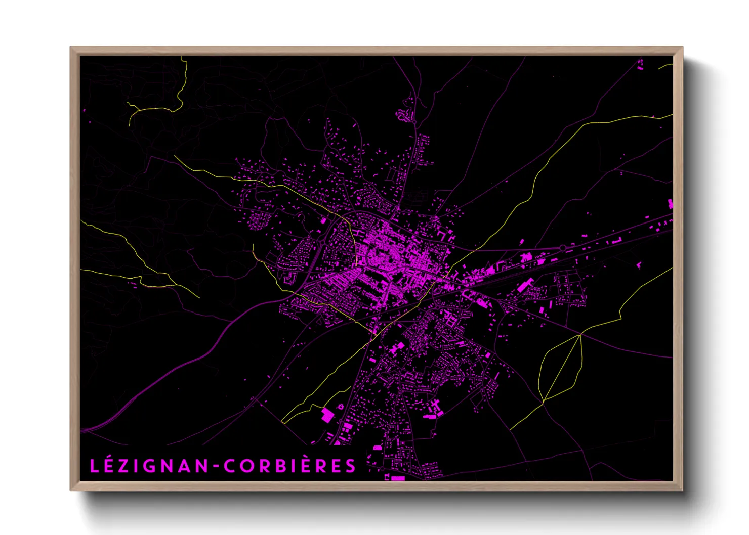 Une affiche de carte sur Lézignan-Corbières
