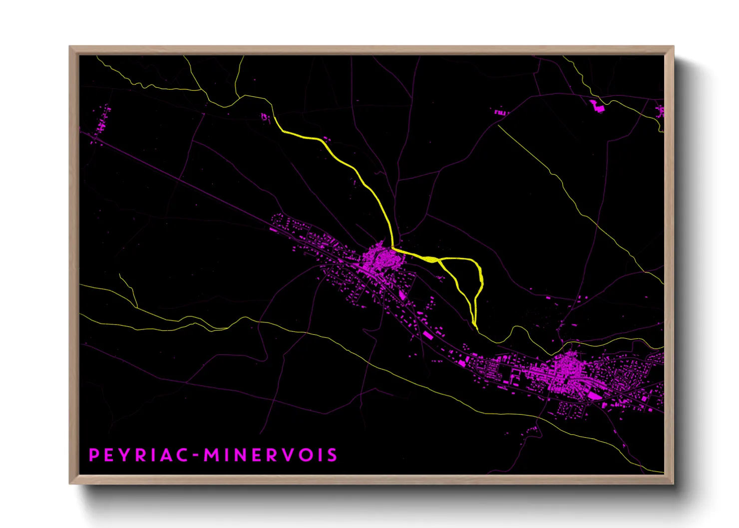 Une affiche de carte sur Peyriac-Minervois
